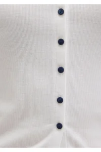 Mavi Button Detailed Ecru T-Shirt Fitted -70057 - Image 7