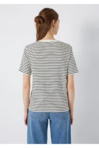 Mavi Logo Printed Striped T-Shirt Regular Fit / Normal Cut -85143 - Image 6