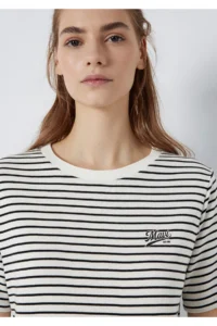 Mavi Logo Printed Striped T-Shirt Regular Fit / Normal Cut -85143 - Image 7
