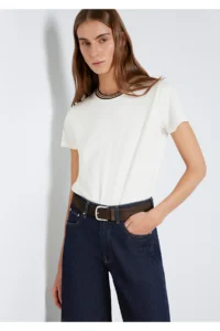 Mavi Collar Detailed Ecru T-Shirt Semi Slim Fit / Semi Slim Fit -70048