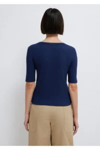 Mavi Buttoned Navy Blue T-Shirt Fitted -70497 - Image 5
