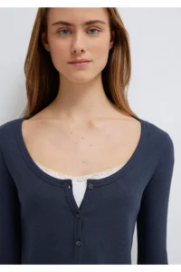 Mavi Long Sleeve Navy Blue Crop T-Shirt Standard -70726 - Image 7