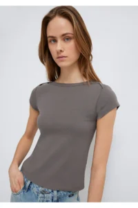 Mavi Gray Basic T-Shirt Fitted -70095