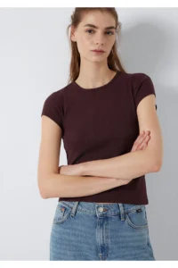 Mavi Brown Basic T-Shirt Fitted -70223 - Image 2