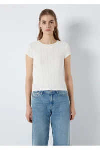 Mavi Ecru Basic T-Shirt Fitted -70057 - Image 3