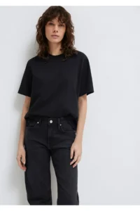 Mavi Black Basic Interlock T-Shirt Loose Fit / Loosely Comfortable Cut -900 - Image 2