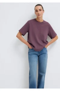Mavi Purple Basic Interlock T-Shirt Loose Fit / Loosely Comfortable Cut -70260