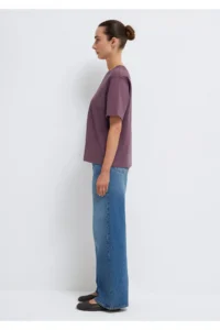 Mavi Purple Basic Interlock T-Shirt Loose Fit / Loosely Comfortable Cut -70260 - Image 4