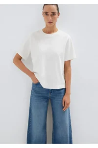 Mavi Ecru Basic Interlock T-Shirt Loose Fit / Loosely Comfortable Cut -70057