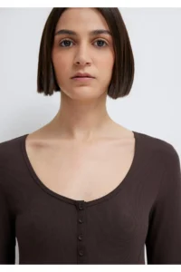 Mavi Long Sleeve Brown T-Shirt Fitted -70240 - Image 7