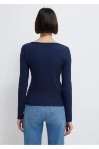 Mavi Long Sleeve Navy Blue T-Shirt Fitted -70497 - Image 5
