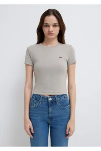 Mavi Logo Printed Gray T-Shirt Fitted -70112 - Image 3