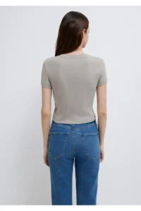 Mavi Logo Printed Gray T-Shirt Fitted -70112 - Image 5