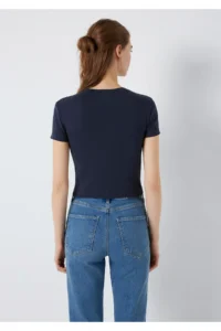 Mavi Logo Printed Navy Blue T-Shirt Fitted -85315 - Image 5