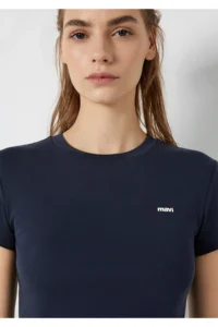 Mavi Logo Printed Navy Blue T-Shirt Fitted -85315 - Image 6