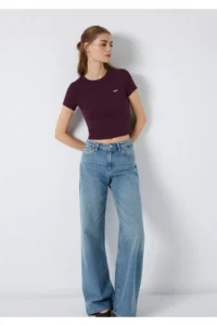Mavi Logo Printed Purple T-Shirt Fitted -70434