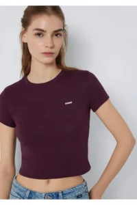 Mavi Logo Printed Purple T-Shirt Fitted -70434 - Image 2