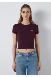 Mavi Logo Printed Purple T-Shirt Fitted -70434 - Image 3