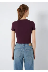Mavi Logo Printed Purple T-Shirt Fitted -70434 - Image 5