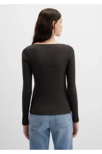 Mavi Long Sleeve Brown T-Shirt Fitted -70262 - Image 4
