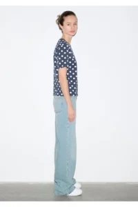 Mavi White Polka Dot Navy Blue T-Shirt Regular Fit / Normal Cut -91575 - Image 4