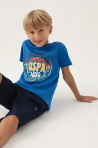 US Polo Assn. U.s. Polo Shirt Assn Boys' Blue Bermuda Set - Image 2