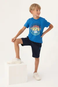 US Polo Assn. U.s. Polo Shirt Assn Boys' Blue Bermuda Set - Image 3