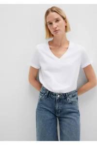Mavi V-Neck White Basic T-Shirt Regular Fit / Normal Cut