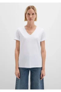 Mavi V-Neck White Basic T-Shirt Regular Fit / Normal Cut - Image 3