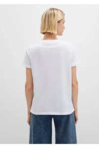Mavi V-Neck White Basic T-Shirt Regular Fit / Normal Cut - Image 4