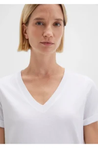 Mavi V-Neck White Basic T-Shirt Regular Fit / Normal Cut - Image 5