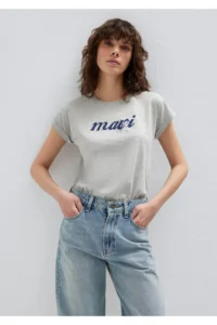 Mavi Logo Printed Gray T-Shirt Loose Fit