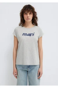 Mavi Logo Printed Gray T-Shirt Loose Fit - Image 3