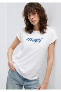 Mavi Logo Printed White T-Shirt Loose Fit - Image 2