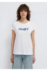 Mavi Logo Printed White T-Shirt Loose Fit - Image 3