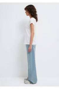 Mavi Logo Printed White T-Shirt Loose Fit - Image 4