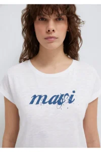 Mavi Logo Printed White T-Shirt Loose Fit - Image 6