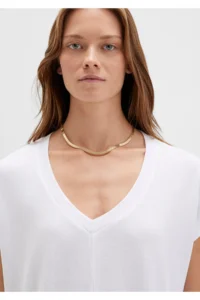 Mavi V Neck White Basic Viscose T-Shirt Loose Fit / Loosely Comfortable Cut - Image 6