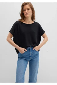 Mavi Lux Touch (TENCEL™) Modal Black Basic T-Shirt Loose Fit