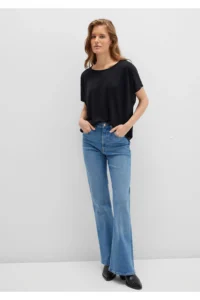 Mavi Lux Touch (TENCEL™) Modal Black Basic T-Shirt Loose Fit - Image 3