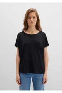 Mavi Lux Touch (TENCEL™) Modal Black Basic T-Shirt Loose Fit - Image 4