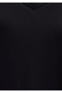 Mavi V Neck Black Basic Viscose T-Shirt Regular Fit / Normal Cut - Image 6