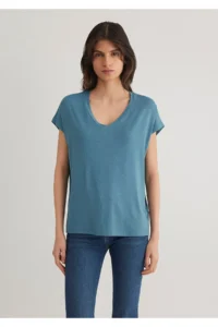 Mavi V Neck Basic Viscose T-Shirt Regular Fit / Normal Cut -70753 - Image 3