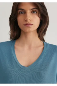 Mavi V Neck Basic Viscose T-Shirt Regular Fit / Normal Cut -70753 - Image 5