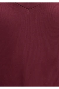 Mavi V Neck Claret Red Basic Viscose T-Shirt Regular Fit / Normal Cut -70393 - Image 7