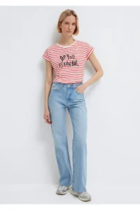 Mavi Love You Printed Striped Istanbul T-Shirt Regular Fit / Normal Cut - Image 3