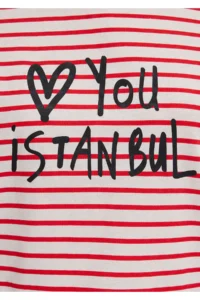 Mavi Love You Printed Striped Istanbul T-Shirt Regular Fit / Normal Cut - Image 8