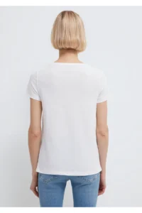 Mavi V-Neck Flared White Basic T-Shirt Slim Fit / Slim Fit - Image 5