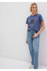 Mavi Butterfly Printed Navy Blue Istanbul T-Shirt Regular Fit / Normal Cut - Image 2