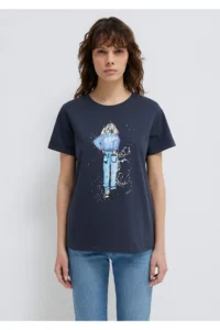 Mavi Denim Girl Printed Anthracite Istanbul T-Shirt Regular Fit / Normal Cut - Image 3